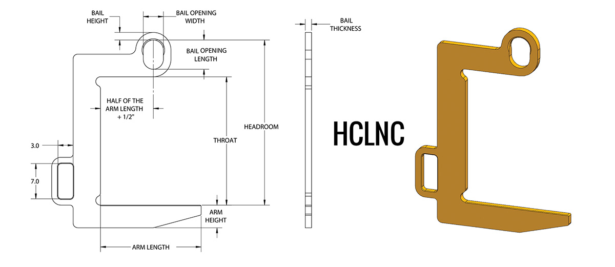 HCLNC - Narrow Coil Lifter Dimensions