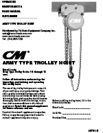 CM Cyclone Army Type Trolley Hoist Manual