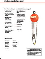 CM Cyclone Hand Chain Hoist Specs Sheet
