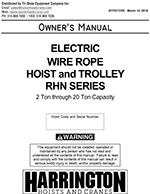 Harrington RHN Series Wire Rope Hoist Manual