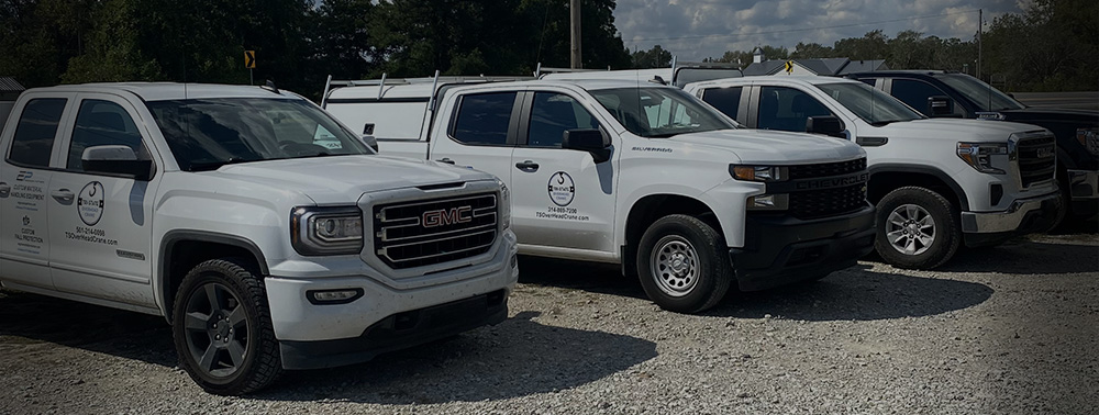 Tri-State Overhead Crane fleet of crane and hoist service and repair vehicles.