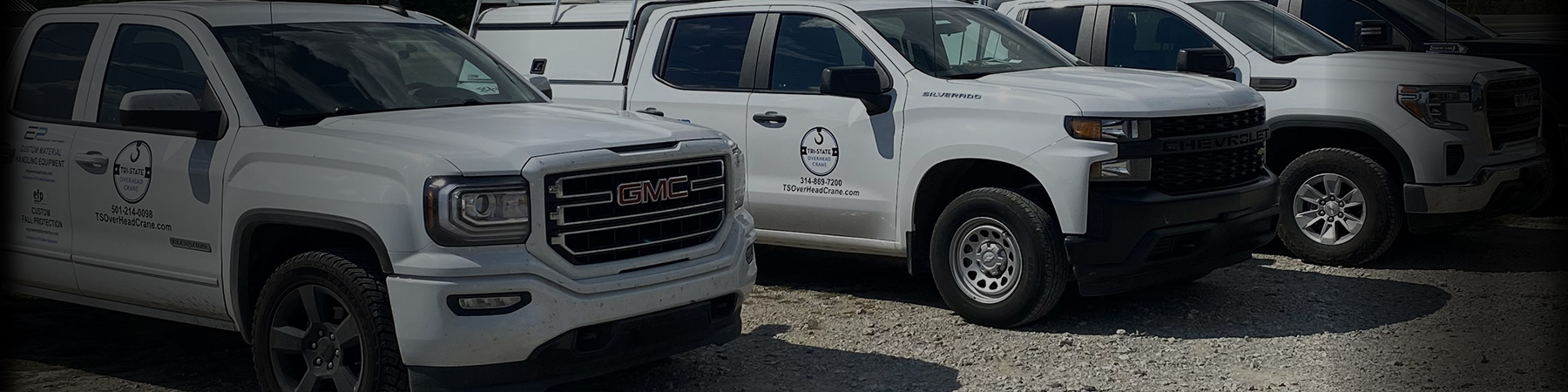 Tri-State Overhead Crane fleet of crane and hoist service and repair vehicles.